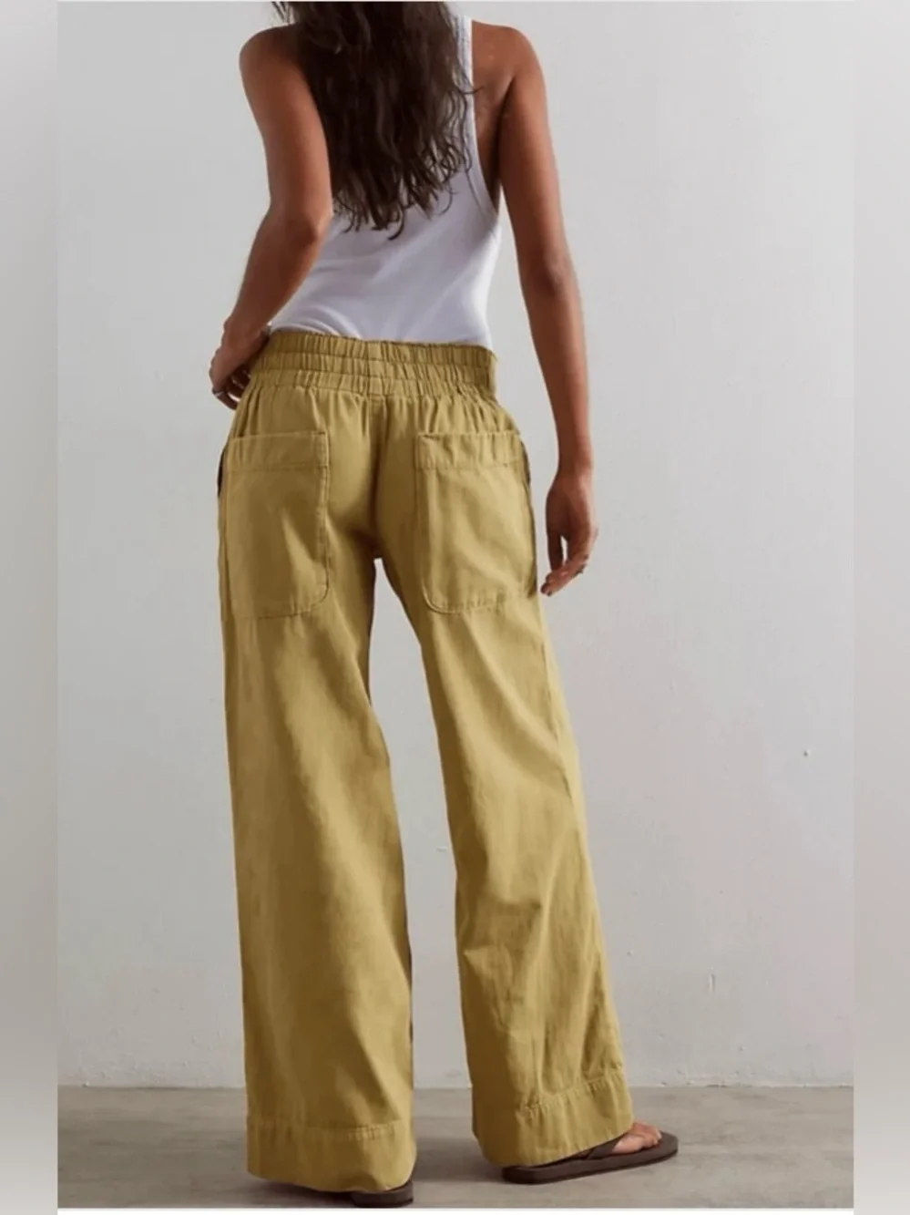 Wide Leg High Waisted Pants in Mustard Yellow, XL, NIB - Picture 3 of 11
